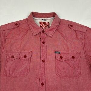 Buffalo DAVID BITTON Shirt Mens Large Short Sleeve Button Down Red Western